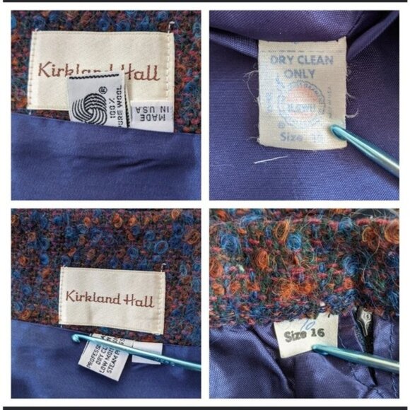 Vintage Curly Wool Classic Skirt Suit Tag 16 Waist 30" Chest 40" Union Label - Picture 8 of 13